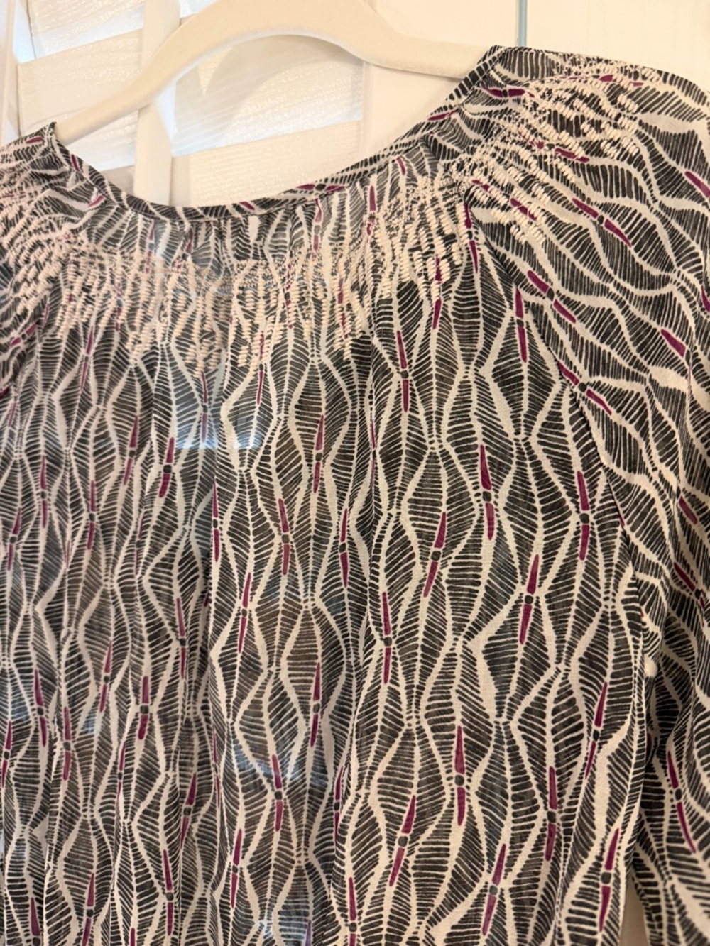 Daniel Rainn Embroidered Peasant Blouse, 3/4-Length Sleeves, Small Petite - Picture 7 of 10